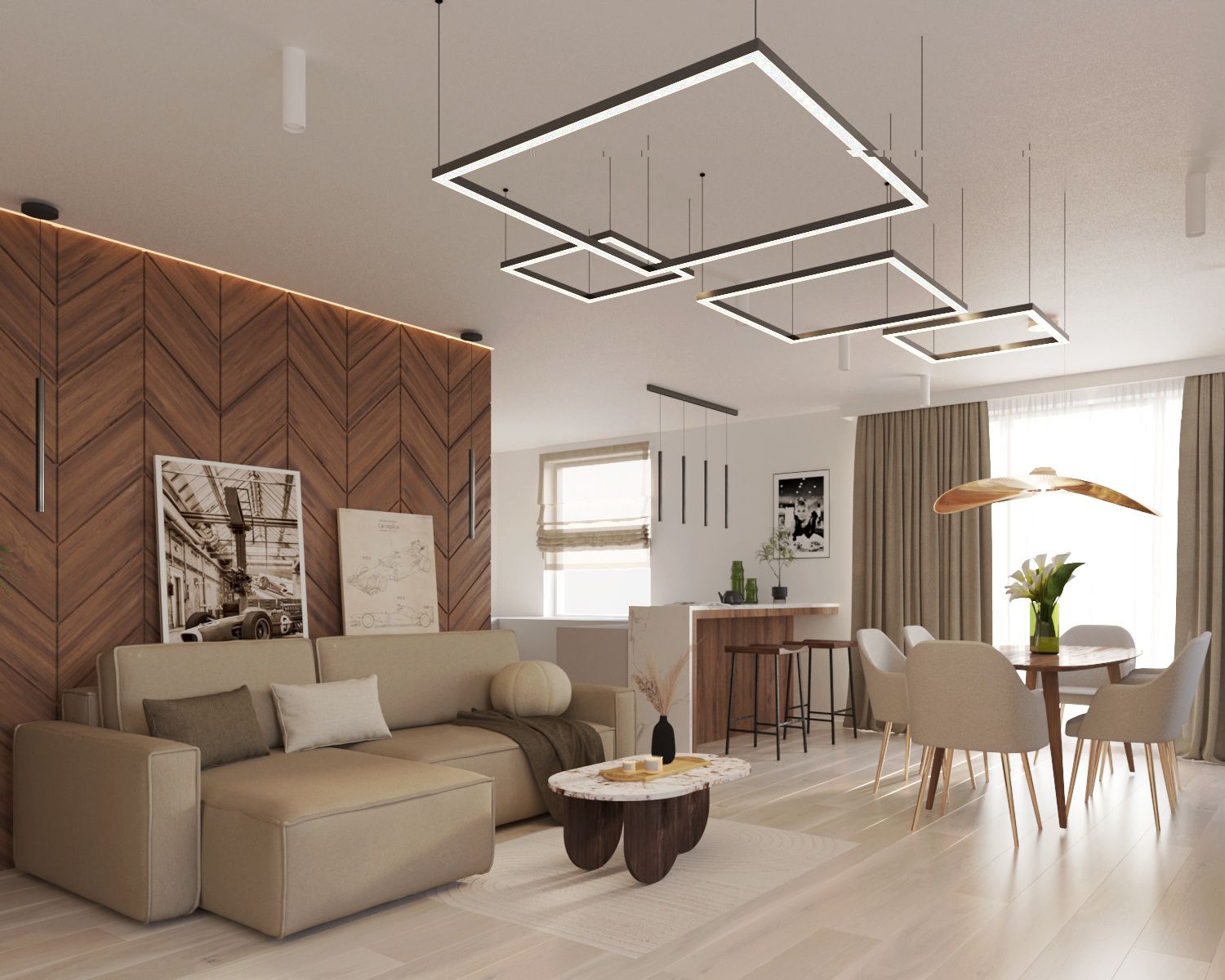 Salon z jadalnią — projekt HAN architecture studio